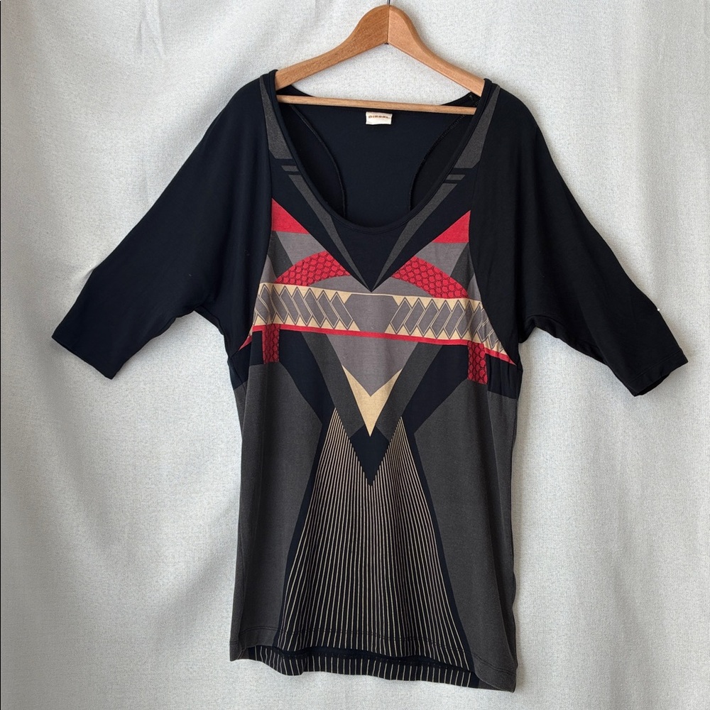 Vtg 90s Diesel Stretchy Elbow Sleeve Top VGUC Stretchy 90120 TV